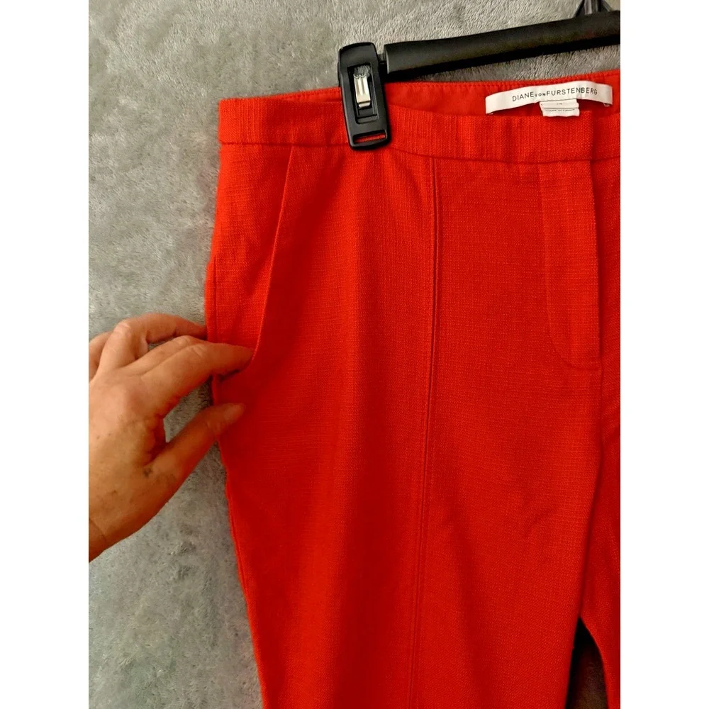 Diane Von Furstenberg‎ Trousers 12 Pants Straight Leg Designer Orange Ankle